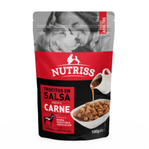 Nutriss Trocitos en Salsa sabor a Carne 100g | Alimento Húmedo para Perros Adultos – Digestión Saludable e Hidratación