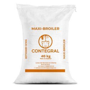 Saco de concentrado Maxi Broiler Contegral 40kg para pollos de engorde. Distribuido en Ibagué, Tolima y Colombia por Discontegral.