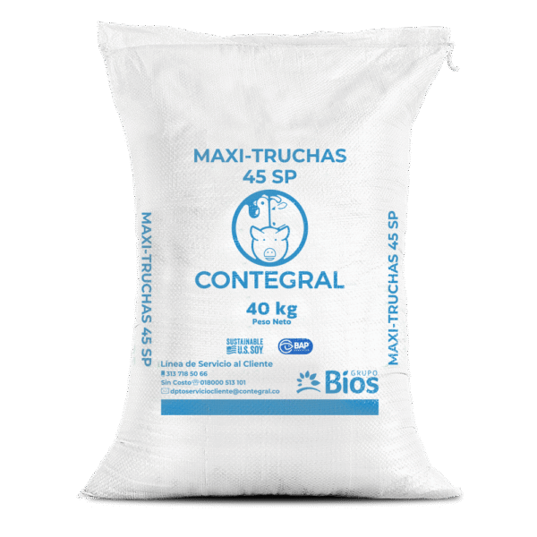 Maxi Truchas 45 SP Extrudido 40kg | Línea Tecnificada para Pre-engorde de Trucha • Contegral Ibagué y Tolima