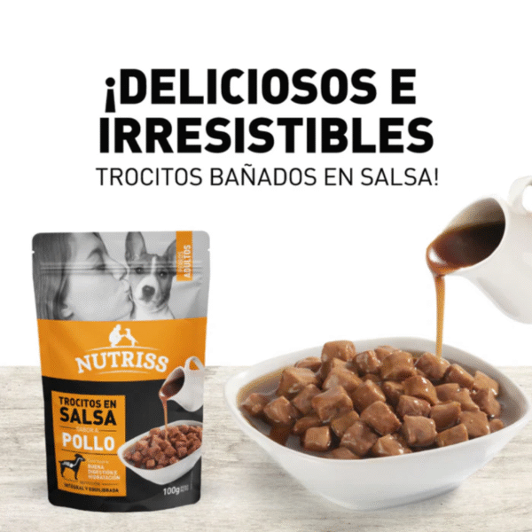 Nutriss Trocitos en Salsa Pollo 100 g | Alimento Húmedo para Perros Adultos • Plan Mixto o Solo • Discontegral Ibagué y Tolima - Imagen 2