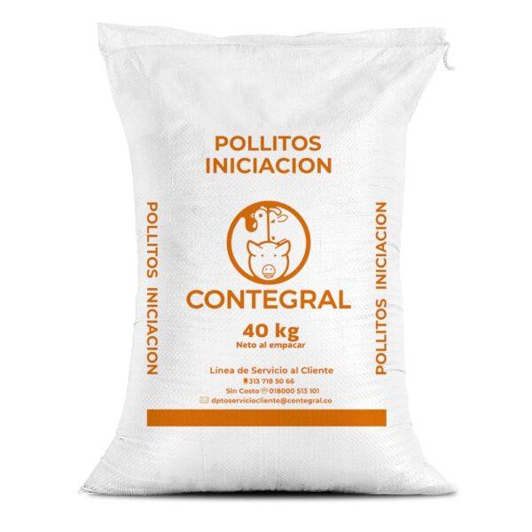 Alimento tecnificado Contegral Pollitos Iniciación 40kg. Ideal para pollos de engorde en fase inicial. Distribución mayorista en Ibagué y Tolima.